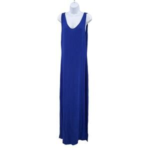 a fortiori Blue Sparkle Stretch Dress WMNS Large Maxi Sleeveless Scoop Side Slit